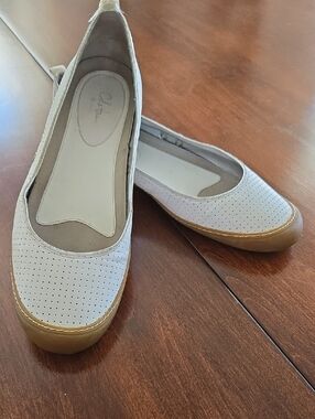 Cole Haan Light Gray Perforated Ballet Flats with Tan Sole